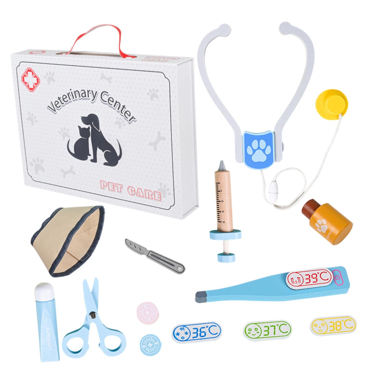 Hemobllo Set Gioco Medico in Legno per Ragazzo Ragazza, Kit Veterinario Sicuro e Funzionale, per Compleanni e Gioco di Ruolo Educativo per Ragazze e Ragazzi