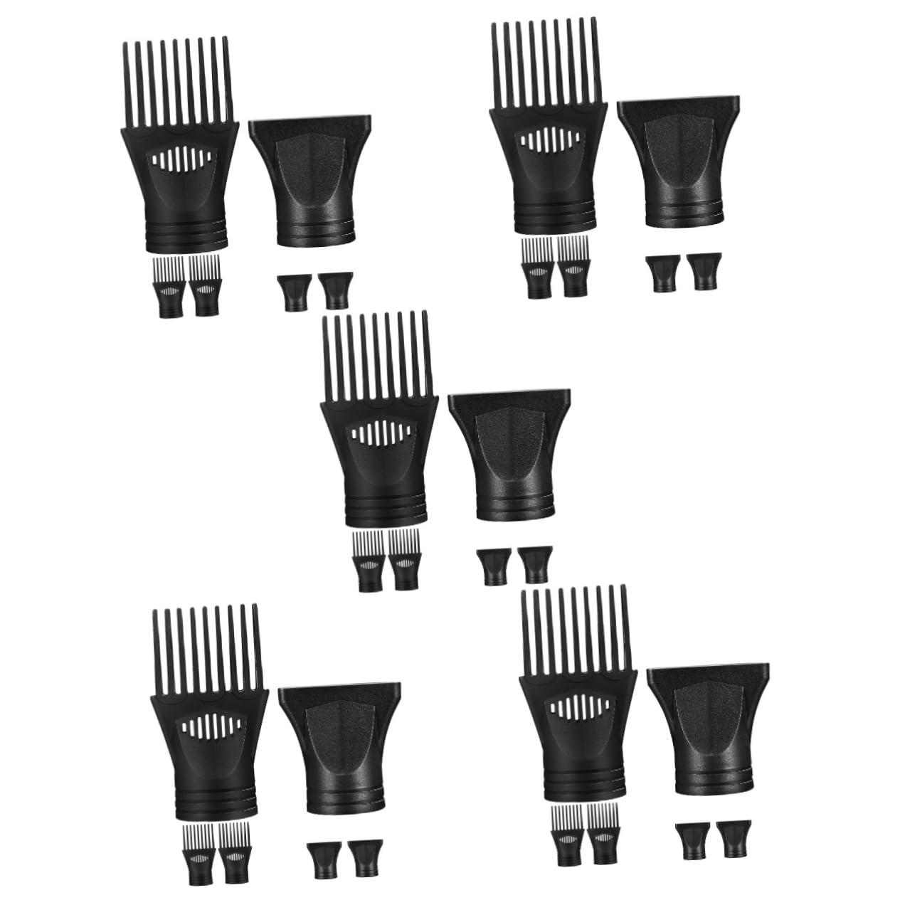 VICASKY 5 Sätze Haartrocknerzubehör Universal- Diffusor Haartrockner Tipp Schlag Entspannungsbürste Fonds haarföhn Friseurwerkzeug Aufsatz für Haartrockner Nylon Schwarz