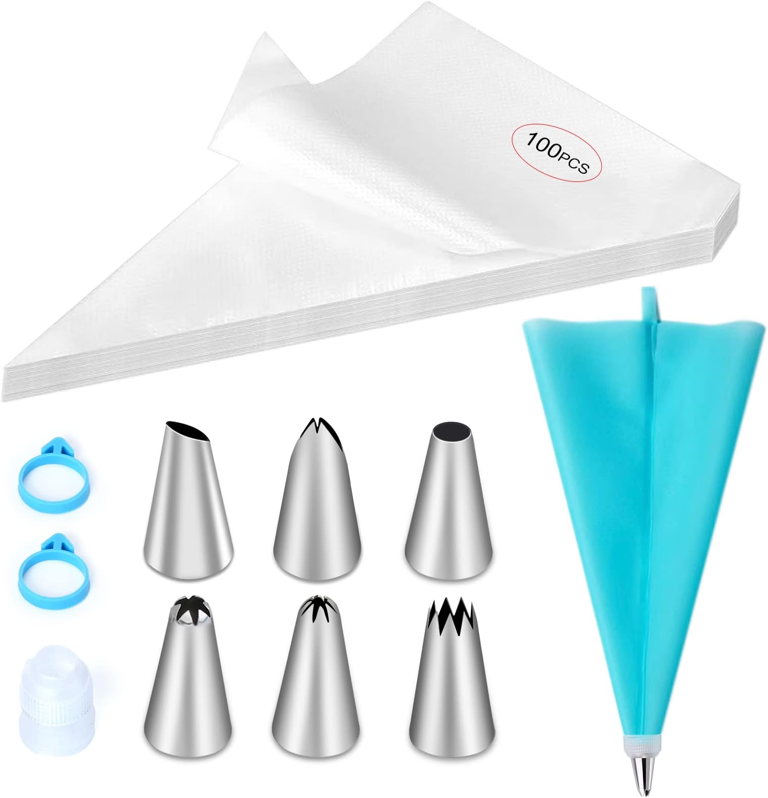 110Pcs Piping Bags and Tips Set, Cake Decorating Kit with