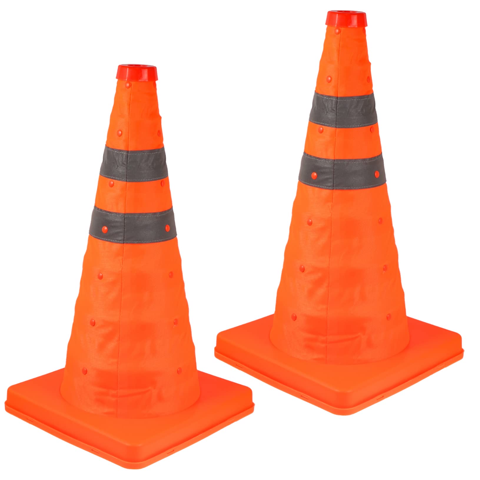 Cône de Signalisation Rétractable PP Orange 45cm, Lot de 2 | Réfléchissant, Pliable et Réutilisable, pour Parking et Panne, Noir, Usage Routier