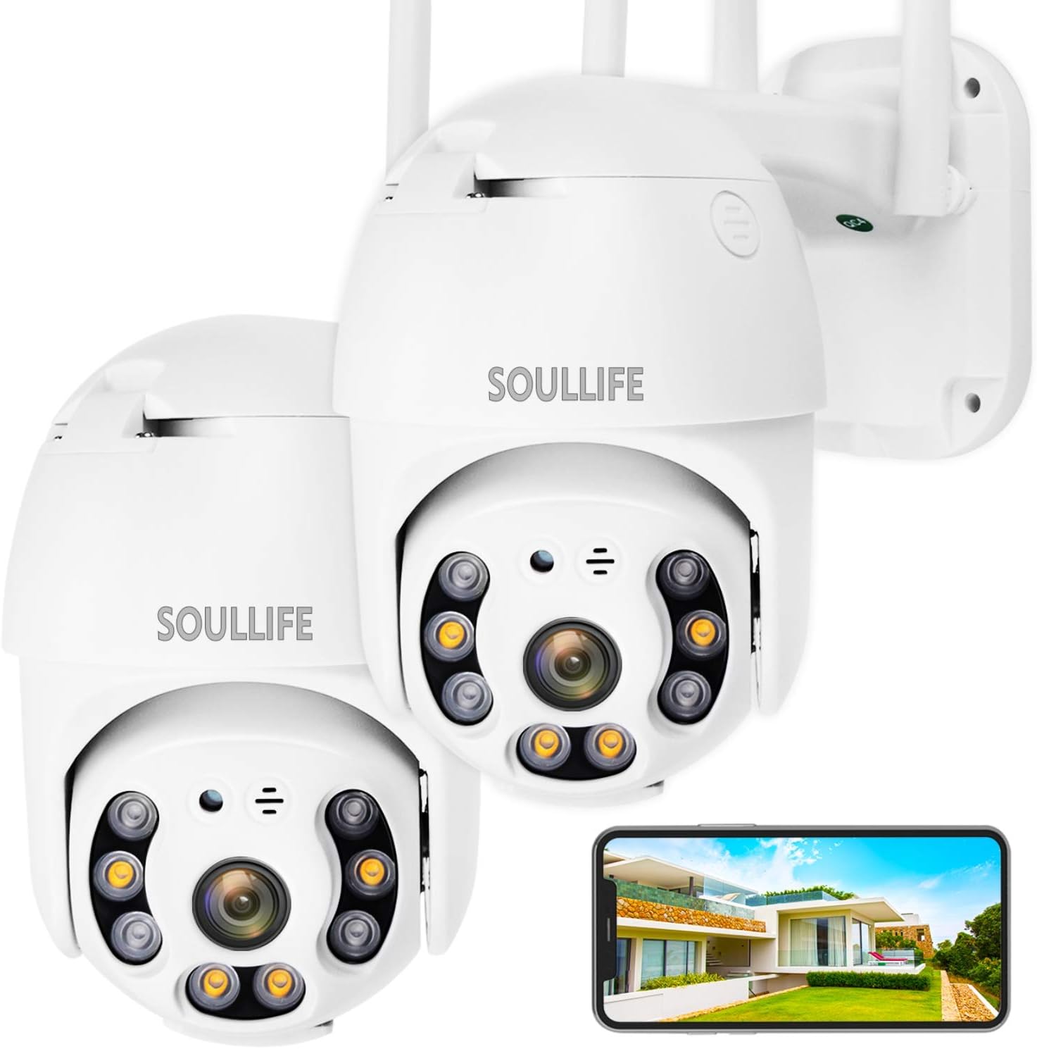 Super Deal Product SoulLife Outdoor Security Camera, WiFi Camera 1080P HD Pan Tilt Zoom, Motion Detection Alarm, Two-Way Audio Night Vision, Support Max 128GB SD WiFi Home Indoor Camera,2 Packs (A-White) 40% Off Discount SoulLife Outdoor Security Camera, WiFi Camera 1080P HD Pan Tilt Zoom, Motion Detection Alarm, Two-Way Audio Night Vision, Support Max 128GB SD WiFi Home Indoor Camera,2 Packs (A-White)