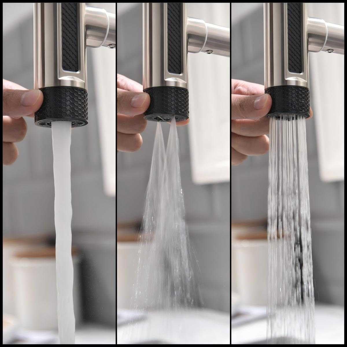 Rubinetto da cucina pieghevole, 4 modalità di spruzzatura dell'acqua, ad alta pressione, per davanzale, in acciaio inox 304