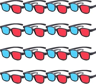 Red-Blue 3D Glasses, 16-Pack Anaglyph 3D Viewing Glasses for Movies, Games, and Pictures – Compatible with TV, PC, Projectors, and Home Theater