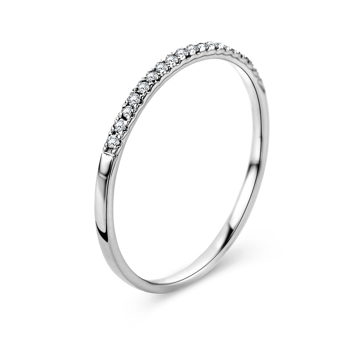 OROVI Ring Damen - 9K Weißgold 375 – Eternity Ring, Ring Gold mit 18 natürlichen Diamanten, Hypoallergener Goldring, Ewigkeitsring, Schmuck Damen, Goldschmuck, inkl. edler Schmuckbox