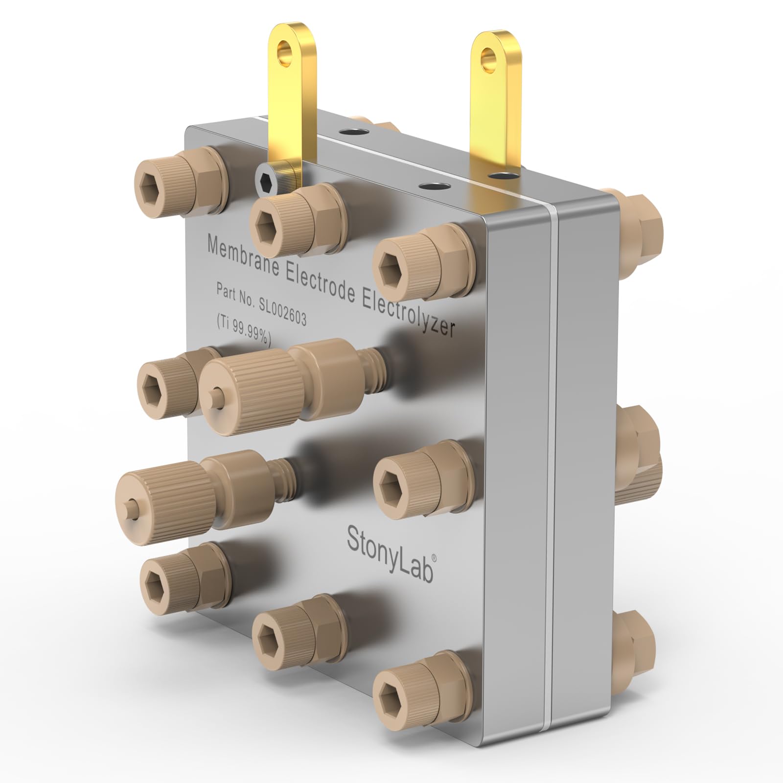 stonylab MEA Conjunto de Membrana y Electrodo Celda de Electrólisis, Área de Reacción de 5 Centímetros Cuadrados, Placas Bipolares de Titanio Pureza 99,99% para Investigación de Laboratorio
