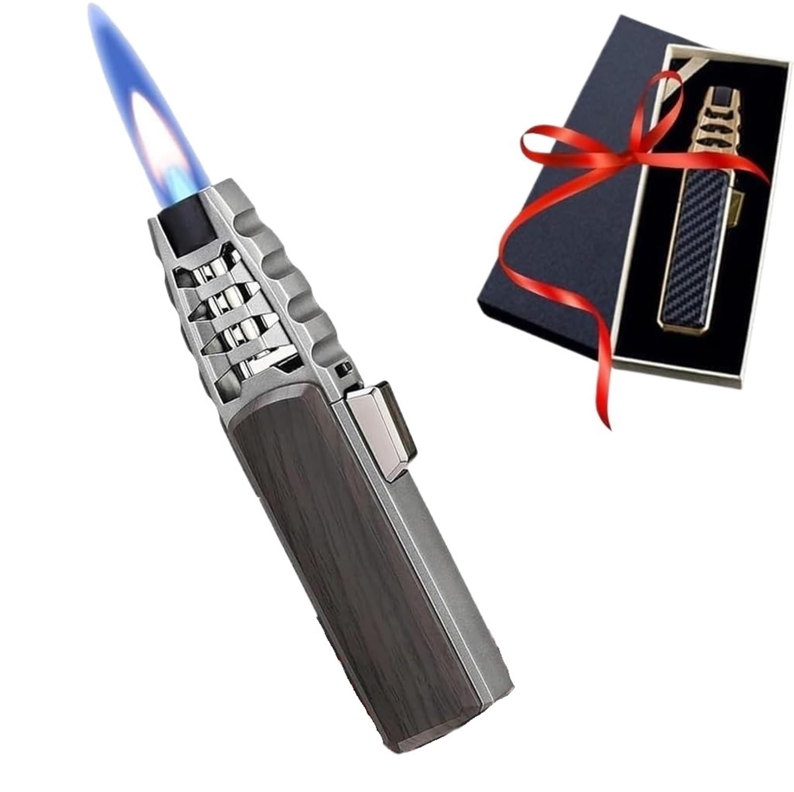 Briquet Torche Rechargeable Coupe-Vent Réutilisable Flamme Bleue Briquet pour Barbecue, Camping et Cuisine Maison - Parfait pour Extérieur et Intérieur
