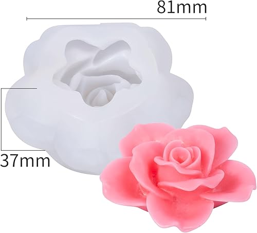 Miniatura 2 de Molde de flores 3D de resina de flores molde de peonía, moldes de resina de joyería de rosa, molde de silicona hecho a mano para hacer velas de