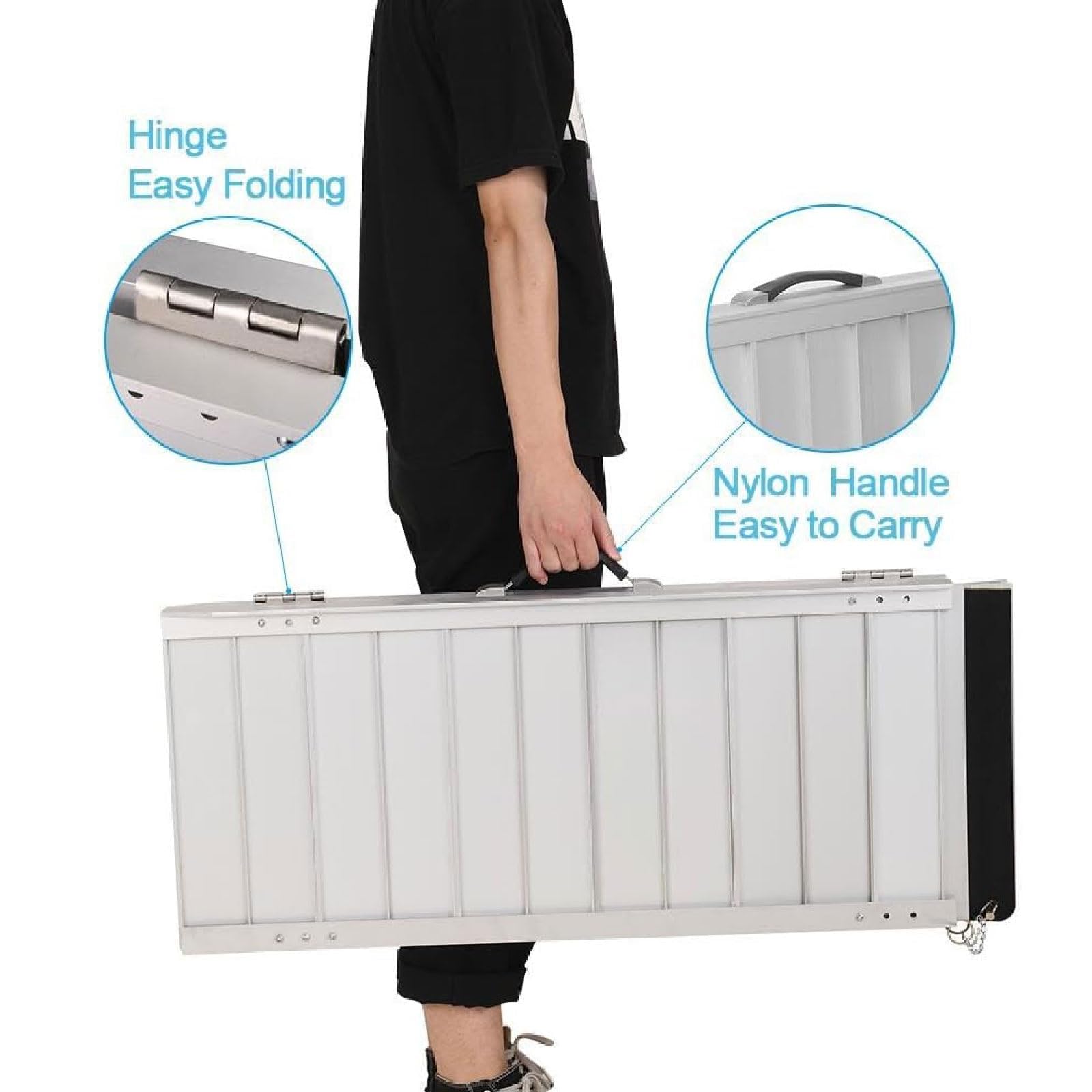 Rampa De Carga De Aluminio For Movilidad Portátil, Rampa Plegable Antideslizante For Silla De Ruedas, Escalera For Subir Motocicletas, Rampa De Umbral For Escaleras, Puertas, Bordillos, 800 Libras(36.