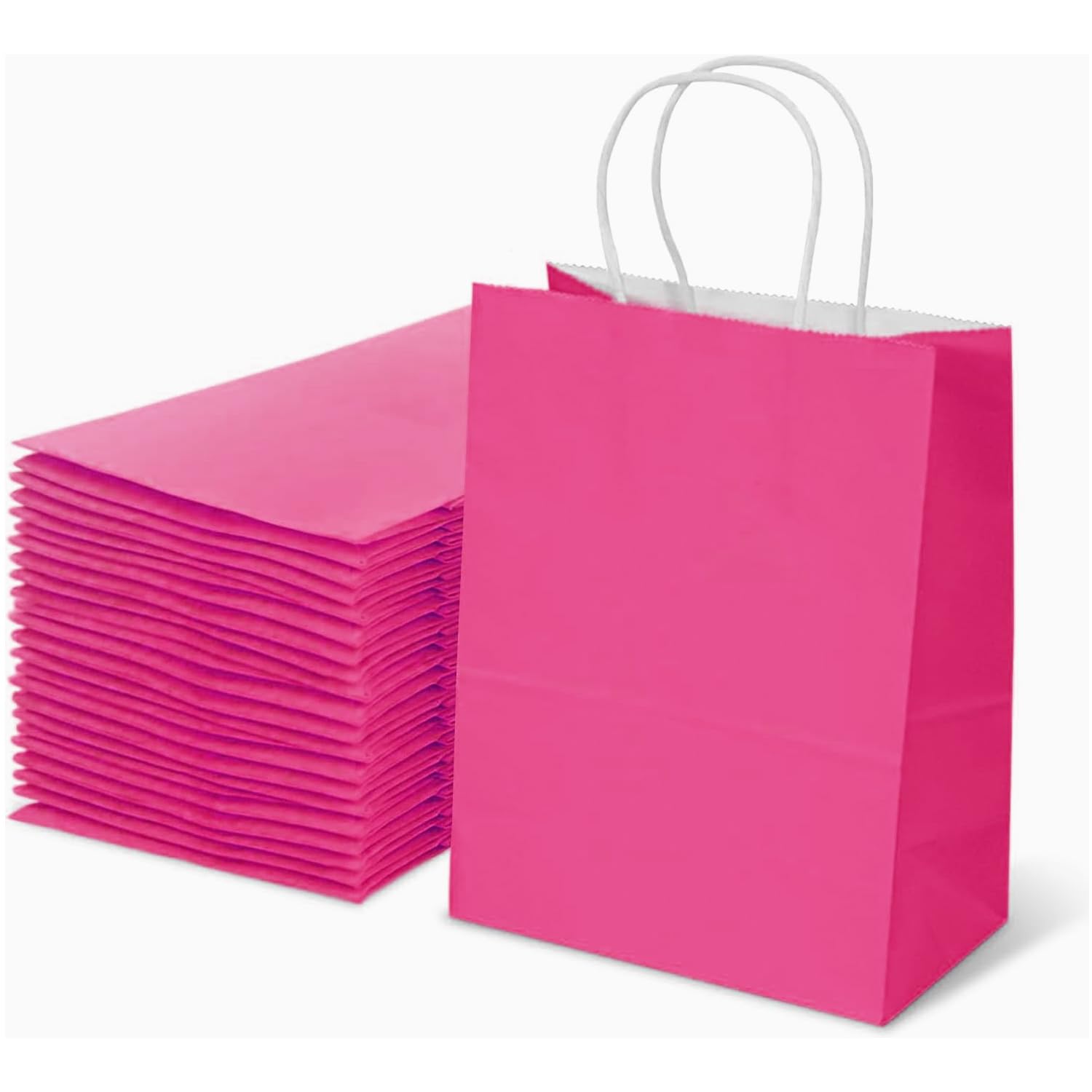 Aakriti Gift Bag Kraft Paper Bags With Handle For Birthdays, Weddings, and Parties Colorful, Durable, and Stylish Gift Packaging Bags, Perfect For Special Events 10 X 8 X 3 Inch (Dark Pink, 25)