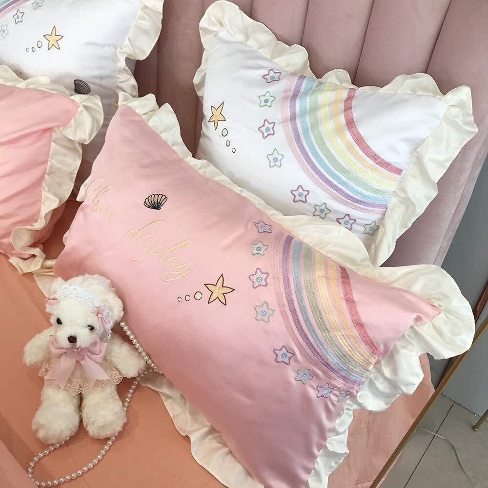 Amazon｜寝具掛け布団セット、4ピース寝具セット、レインボー刺繍