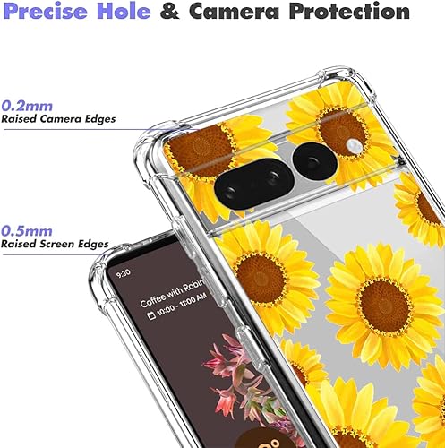 Miniatura 4 de Paquete de 3 fundas para Google Pixel 7 Pro, absorción de golpes, antiarañazos, transparente, suave, TPU para Google Pixel 7 Pro (2022), flor