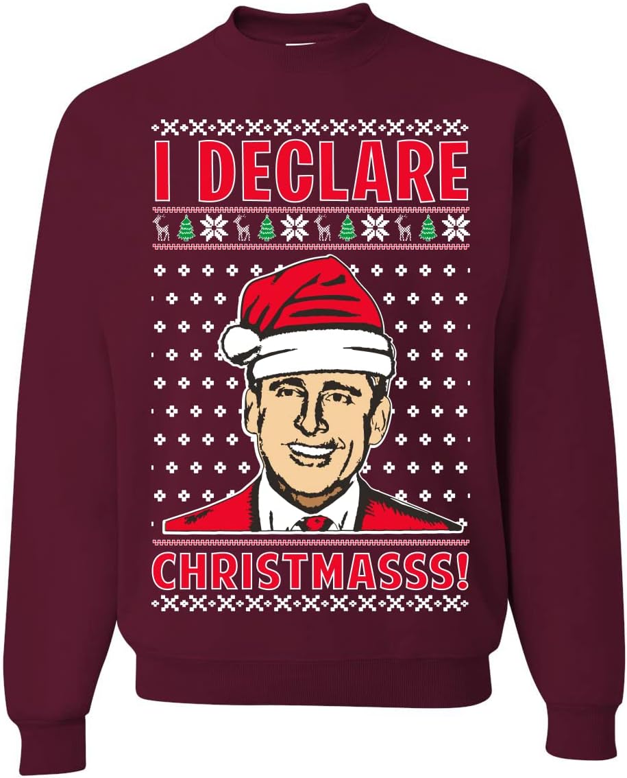 Wild Bobby I Declare Christmasss Michael Scott Office Tv Ugly Christmas Sweater Unisex Crewneck Sweatshirt