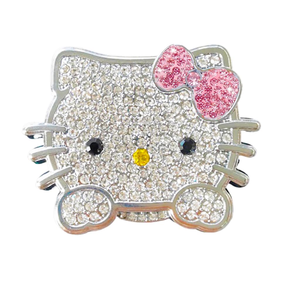 DSkoiph Car Push Start Button Cover Bling Car Accessories Cute Cat for Women, Crystal Rhinestone Car Engine Start Stop Button Cover (Pink)