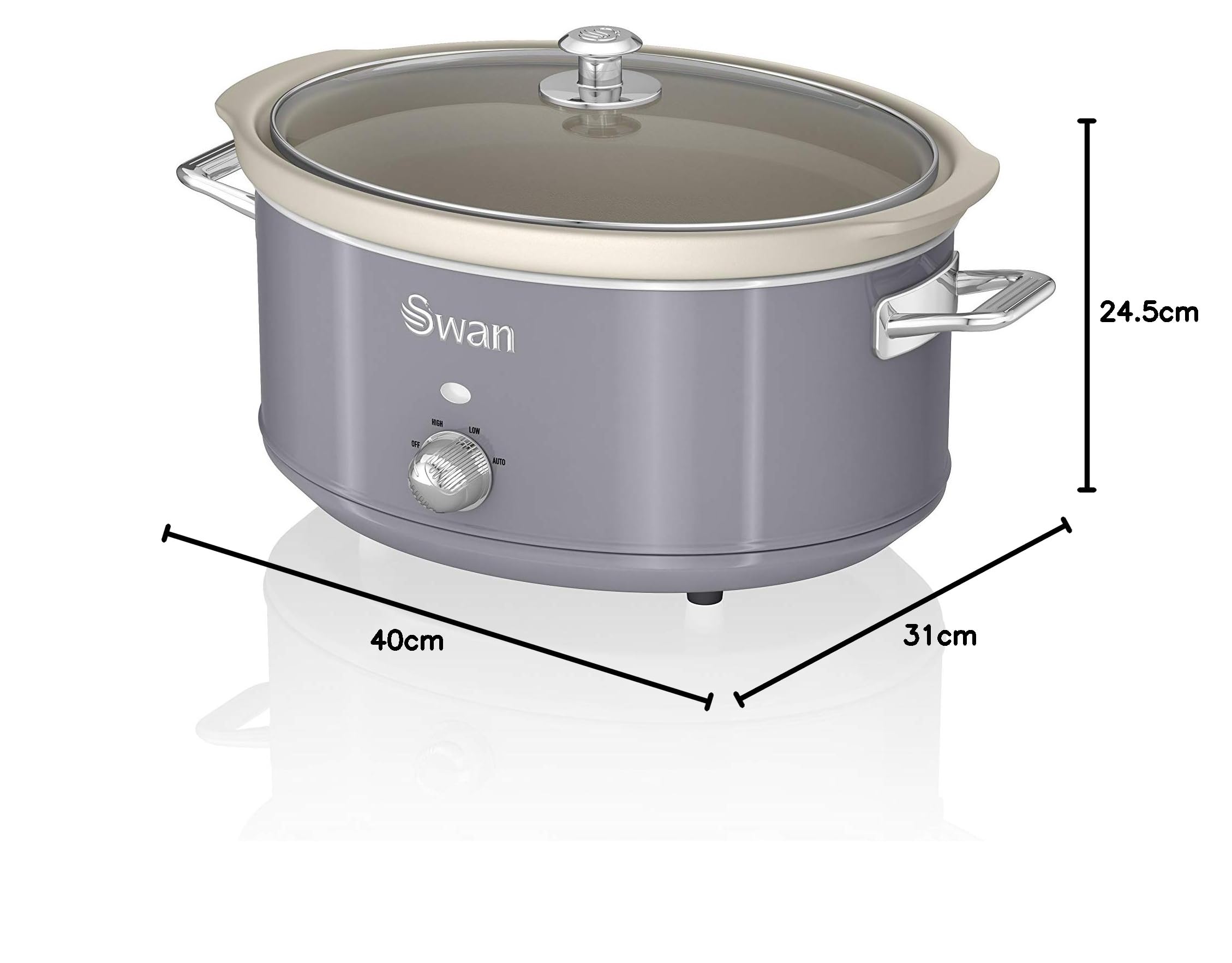Swan Retro SF17031GRN Slow Cooker 6,5L Cerámica Antiadherente 320W Gris