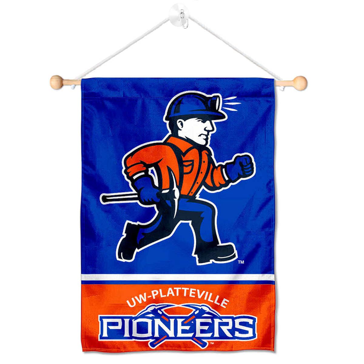 Wisconsin Platteville Pioneers Window Wall Banner Hanging Flag with Suction Cup