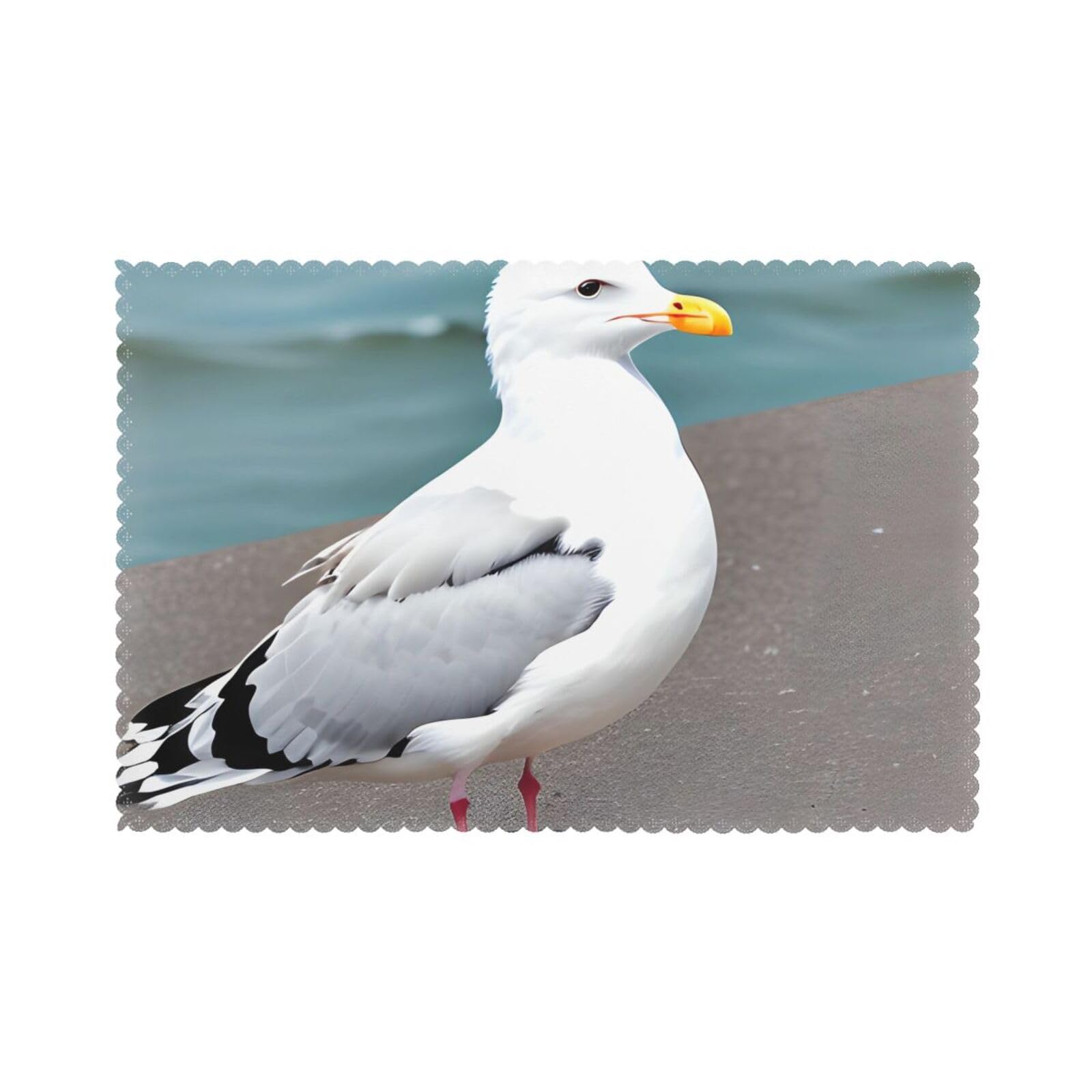 Cute seagull Placemat set of 6, oil-proof, washable, suitable for kitchen, restaurant, party, etc.