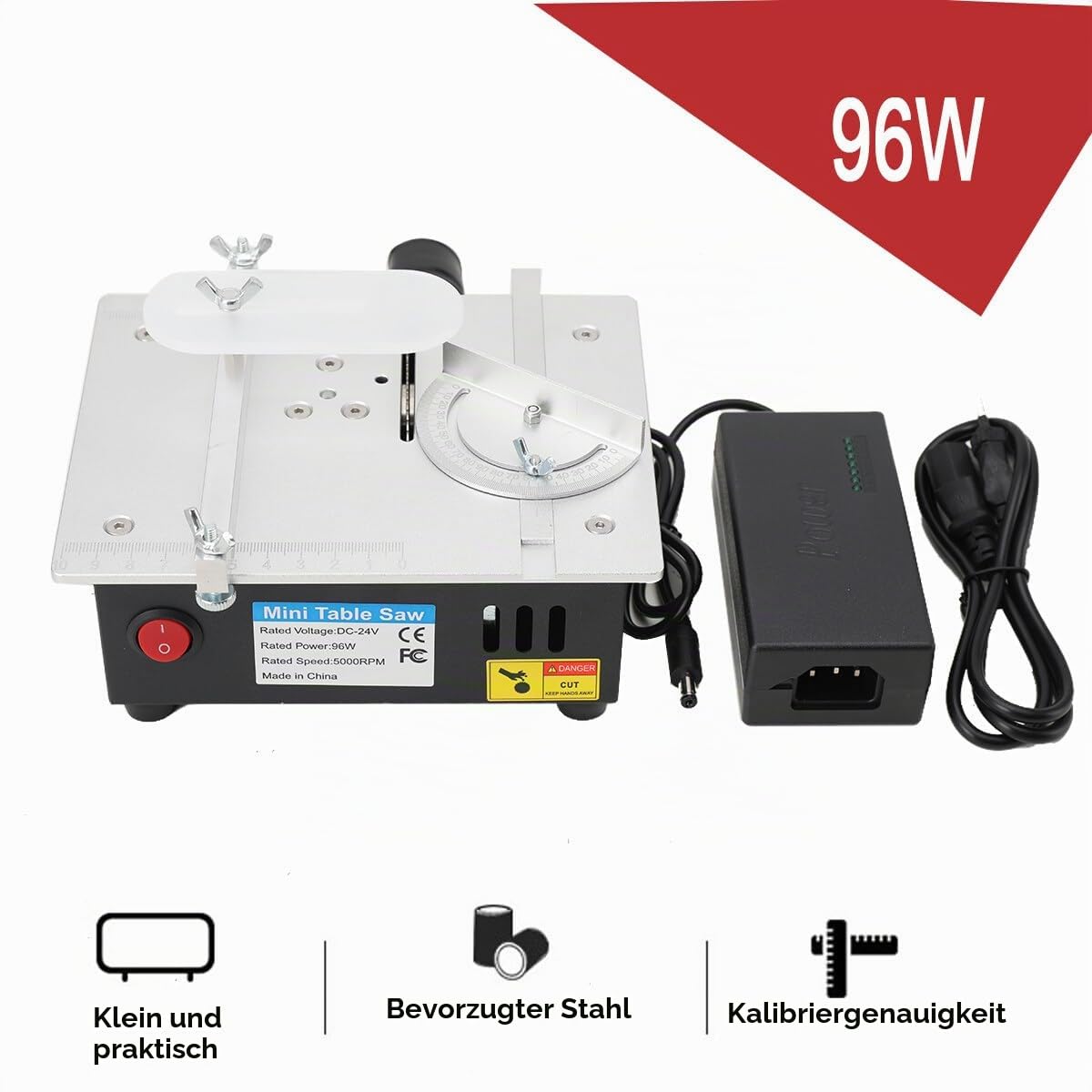Mini Tischkreissäge | Präzisions Tischsäge, 96W Tischkreissägen Mit 7-Gang-Netzteil Einstellbarer, Multifunktionale Table Saw 5000 U/Min Für DIY-Holzbearbeitungsprojekte