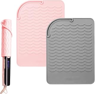 2 Piezas Alfombra Resistente al Calor para Rizar, Alfombrilla de Silicona Resistente Portátil para Plancha de Pelo Rizador, Alisar y Herramienta de Peluquería