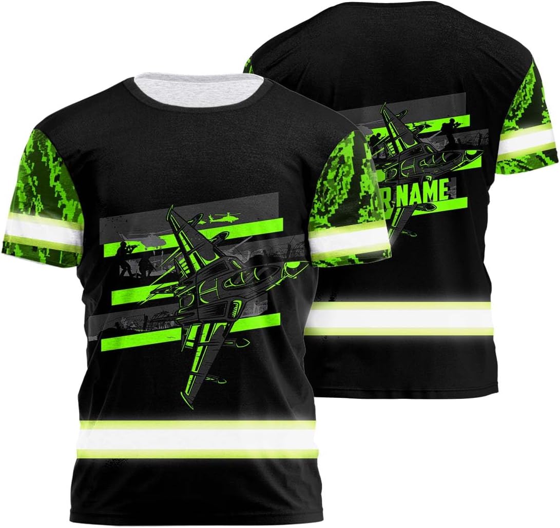 Eagle US Flag High Visibility Shirt for Men Hi Vis Shirt Custom Name Class 3 Reflective Safety Shirts Workwear