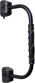 RV Designer R222 GripSafe Handrail Assist - Locking Folding Aluminum Grab Handle with Notched Grip - Safe Entry Assist for RV Door - Easy Installation, 22 Inch, Black