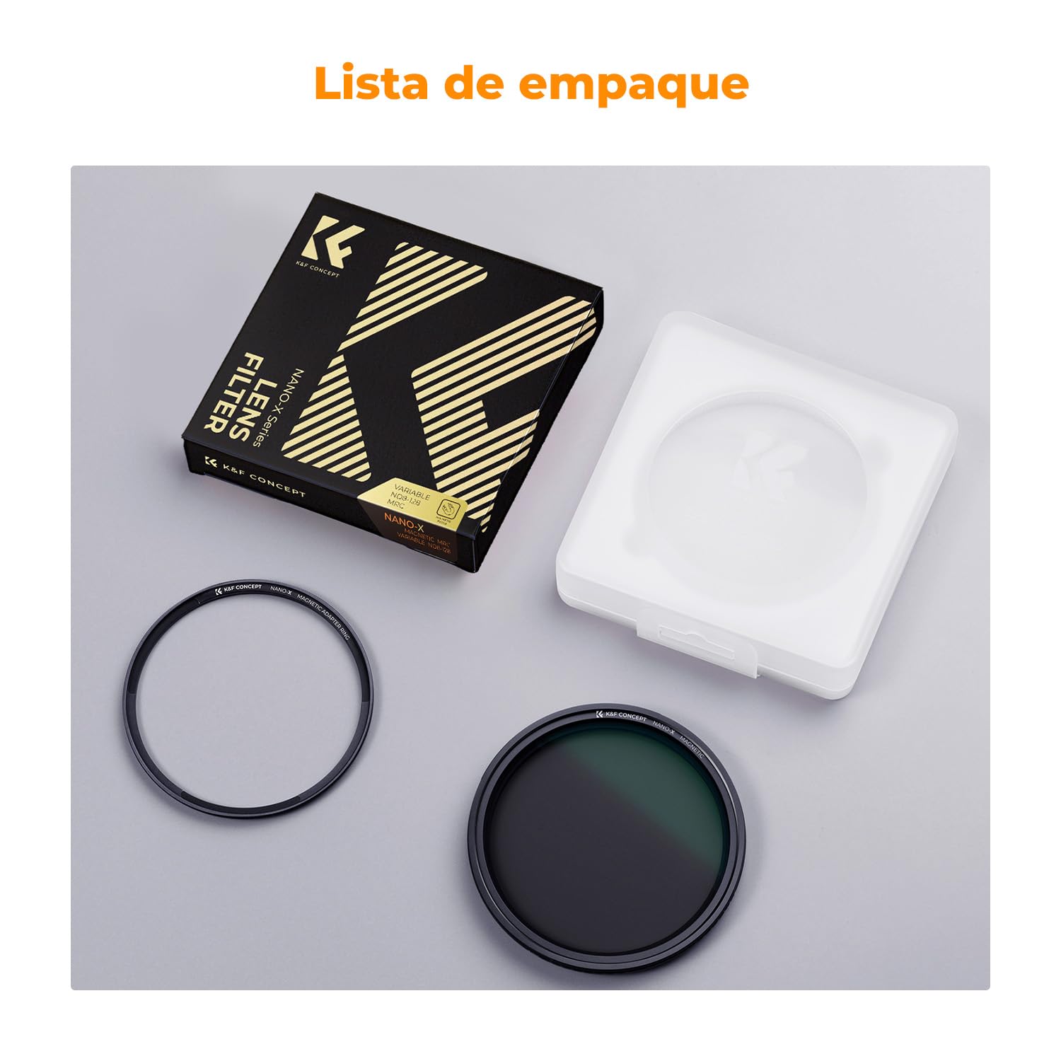 K&F Concept ND Filter - Filtro Gris magnético Variable ND8-128 (3-7 Stop), Filtro Gris Neutro con Adaptador de Objetivo magnético, Nano-Xcel