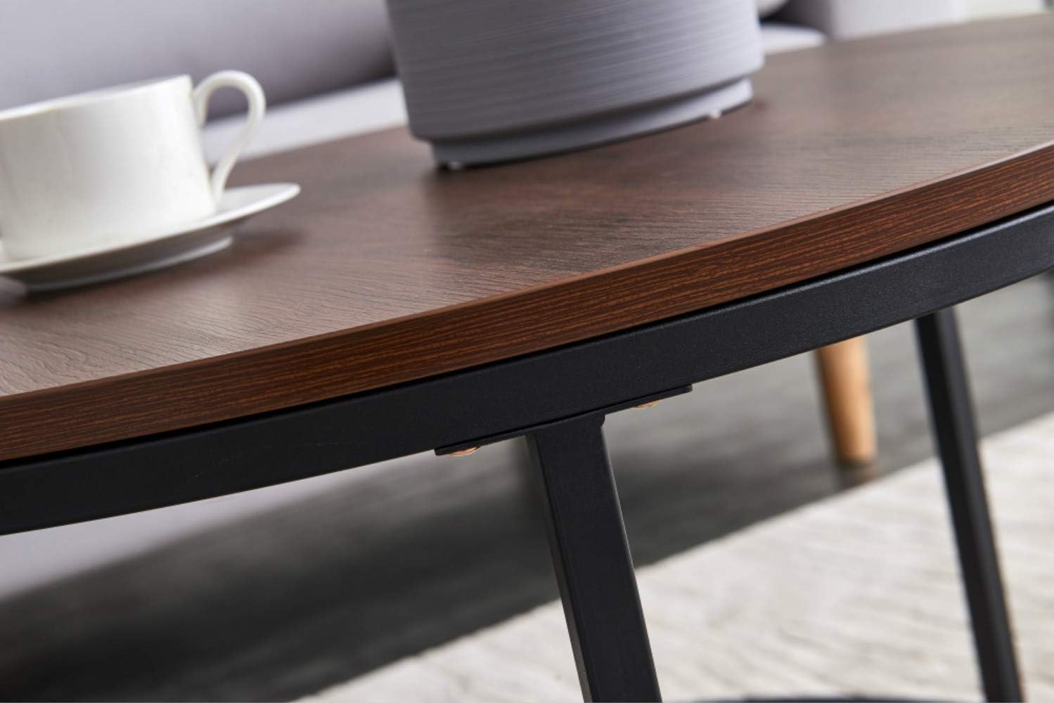 Coffee Table,Set of 2,Golden Metal Frame with Marble Color top,Large:18x31.5 inch,Small:13 x 23.5 inch,Black&Brown Large:18A-31.5inch,Small:13A-23.5inch ORW24714242-10064-1846375461