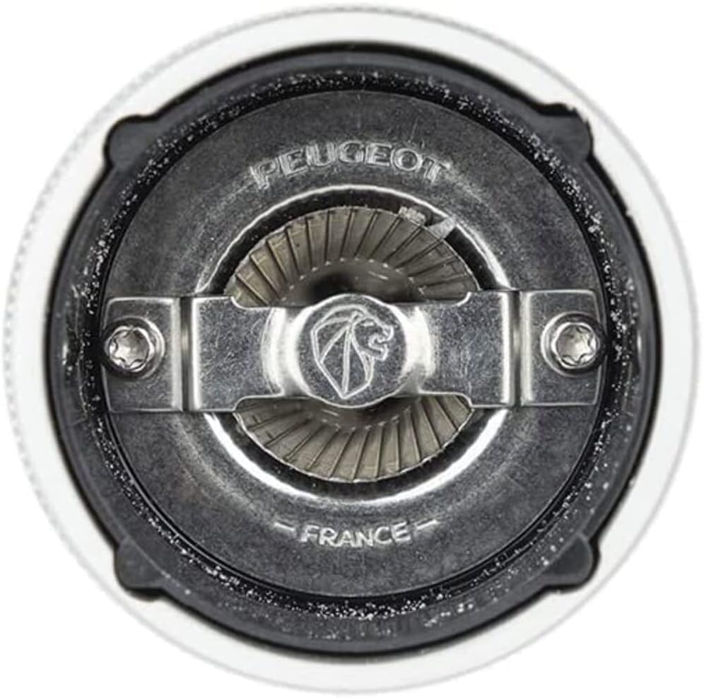 PEUGEOT- Line Salt Mill - Classic Grind Adjustment - Aluminium and Wood PEFC Certified - Made in France - Natural Color 12 cm - 4.75″