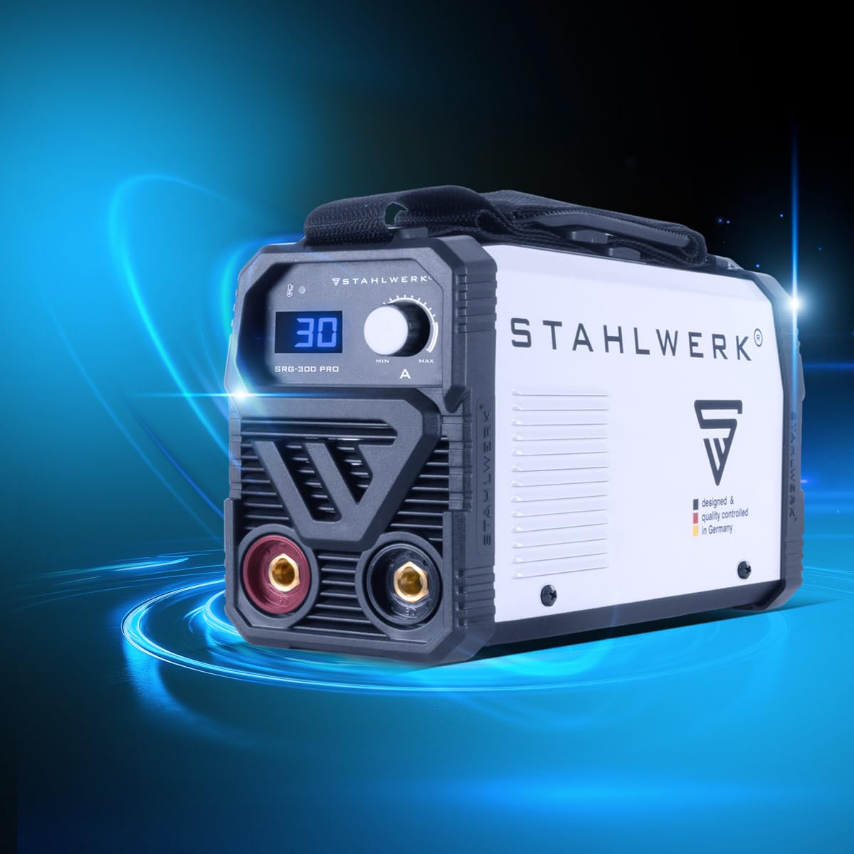 STAHLWERK SRG 300 Pro Dispositivo de limpieza de costura de soldadura compacto para limpieza electroquímica, pasivación y acabado de soldaduras, 10-30 A, 230 V, 2,2 kg