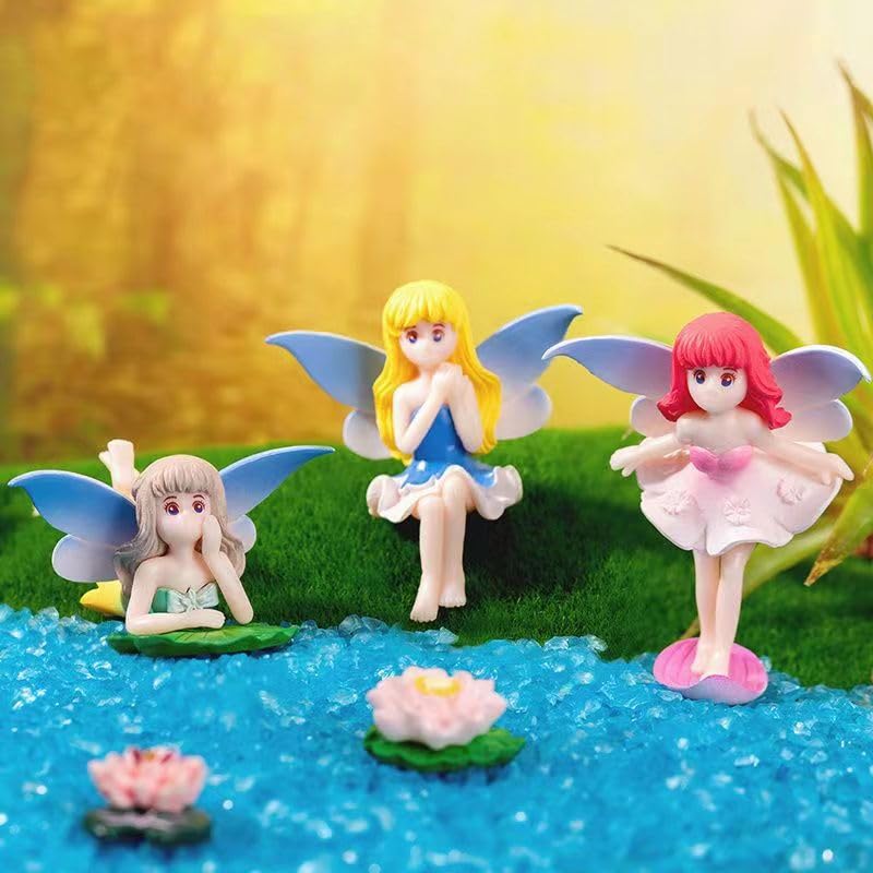 Amazon.co.jp: Pinenjoy 4個 小さな妖精の置物 ミニチュア フラワー