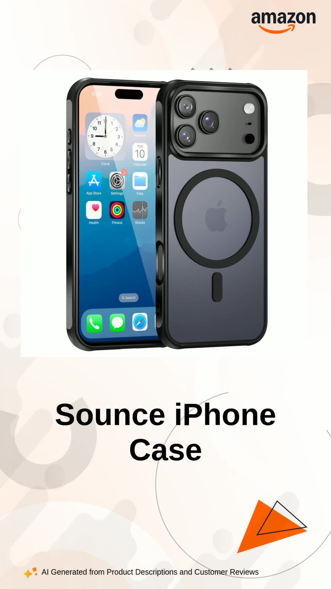 Sounce iPhone 17 Pro Max Matte Black Case Cover with Shockproof