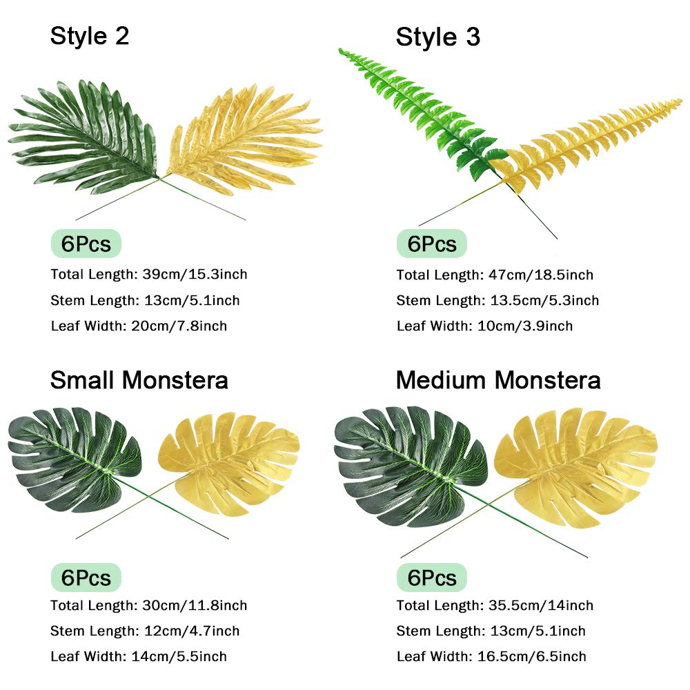Ginger Ray Hawaiian Tiki Palm Leaf Deko – 3 Stück, Mehrfarbig, Flexible Stiele Für Partys & Events