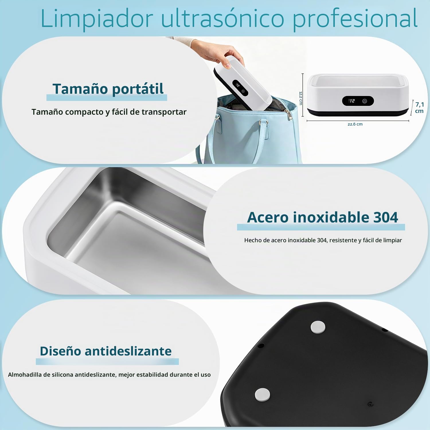Limpiador Ultrasonidos 650ML Limpiador Ultrasonidos 45K Hz, Limpiador Ultrasónico con 5 Modos de Tiempo y Pantalla Digital, Maquina Ultrasonidos Limpieza para Gafas, Joyas, Relojes