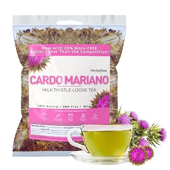 VIRAL Wildcrafted Whole Cardo Mariano Milk Thistle Tea 5oz 141g Makes 40+ Cups | Pure & Natural Wildcrafted Loose Leaf Tea | Handpicked, Non-GMO.