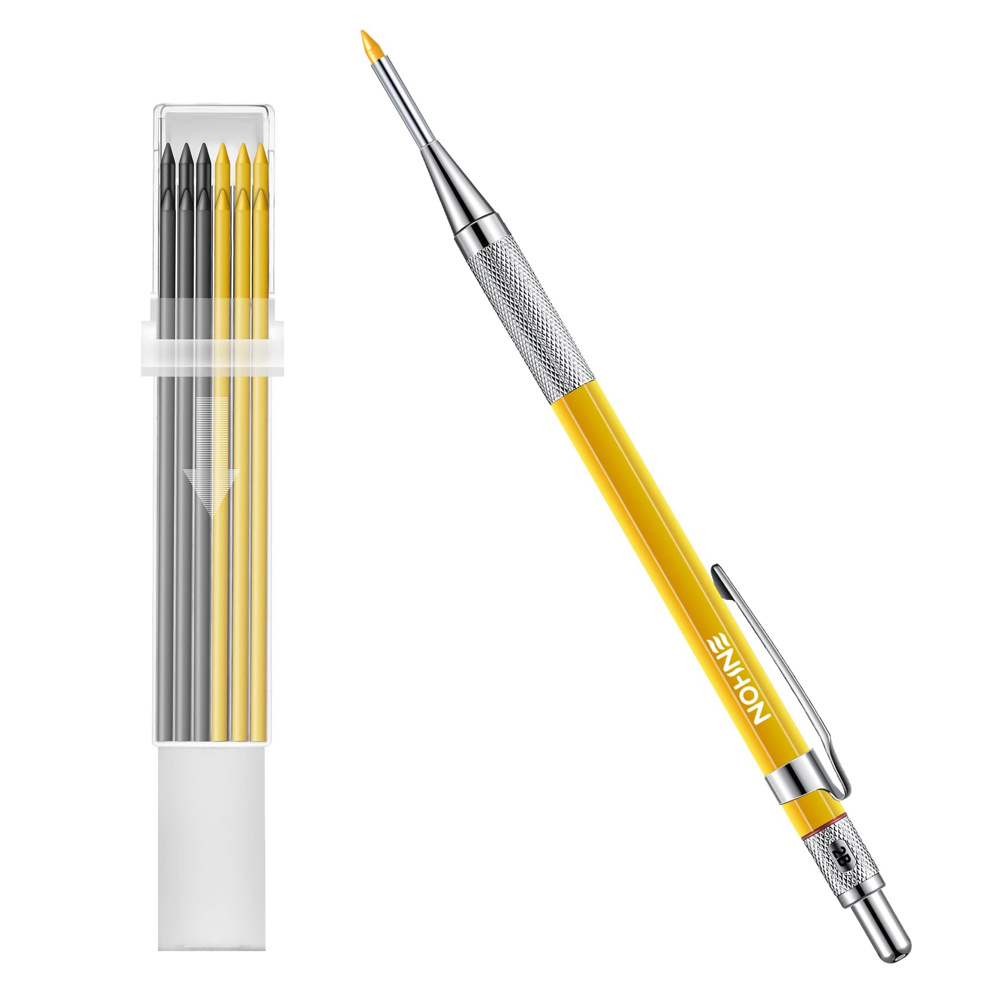 Enhon 2mm Carpenter Pencil Set with 12 Refills and Sharpener, Red — Amazon image 8