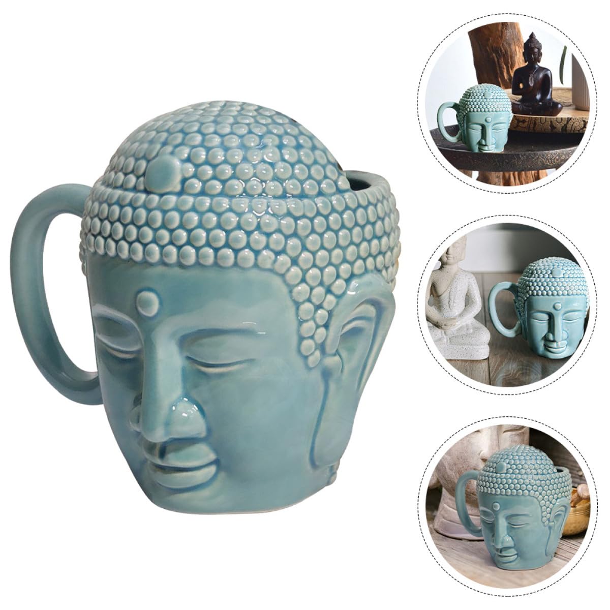Tasse à Café en Céramique Bouddha 450Ml avec Anse Ergonomique Mug Créatif pour Boire Café et Thé Tasse en Céramique Antidérapante Maison et Bureau