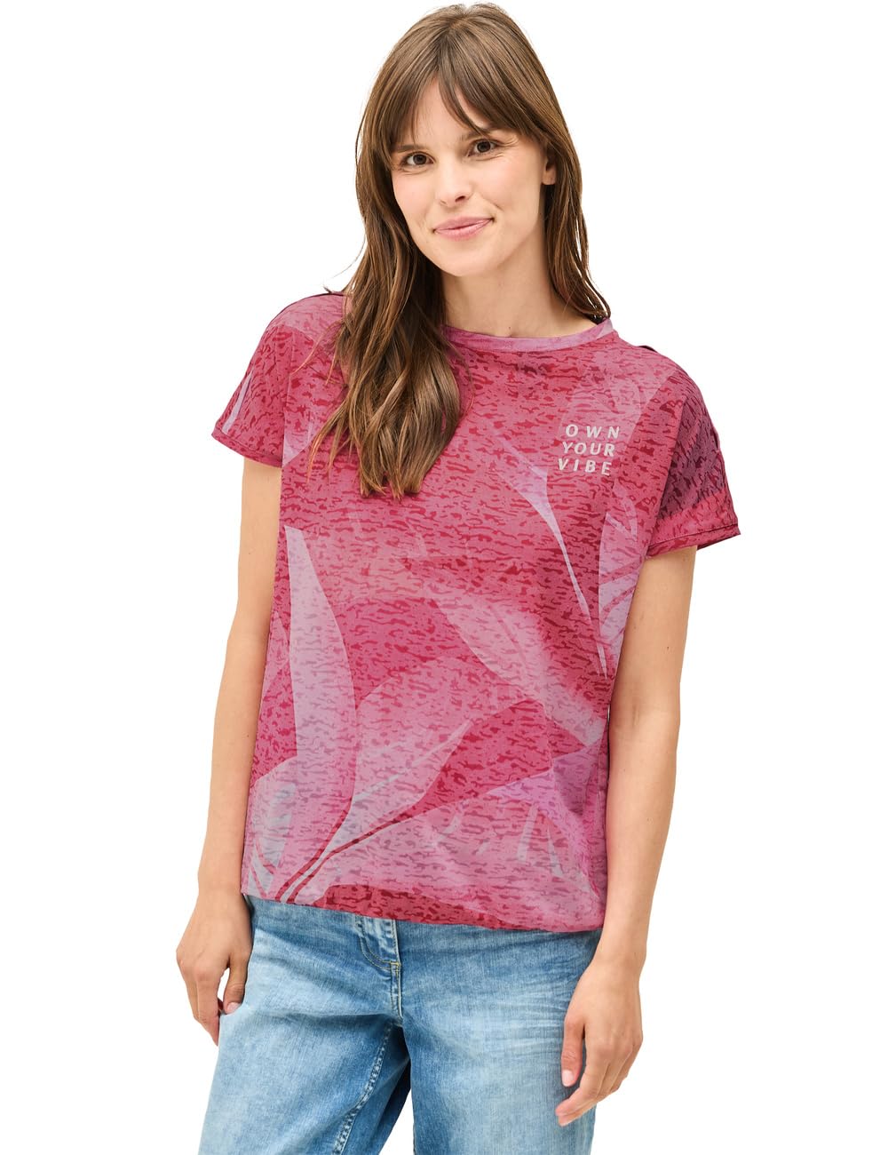 Cecil Women's B323533 Ombre Burn-Out T-Shirt, Glazed Apple Red, L