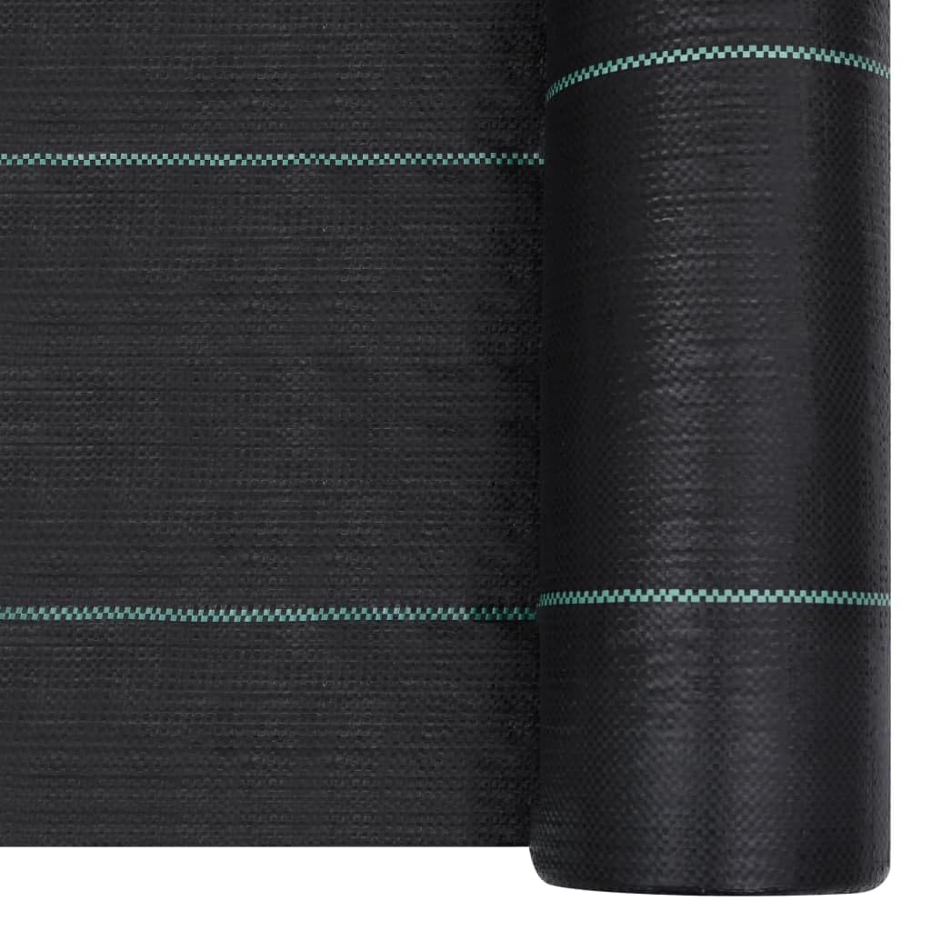 Fengshui Włóknina przeciw chwastom 2 x 100 m czarna PP | 60 g/m², przepuszczająca wodę, do ogrodu, krajobrazu, możliwość przycięcia