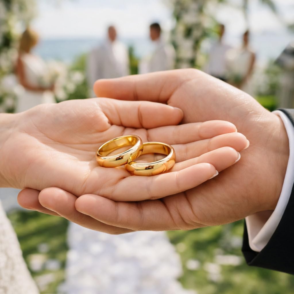 A & L Engraving Personalized Couples Gold Tungsten Ring Set Custom Engraved Free In Any Language - His & Hers Wedding Bands - Ships from USA