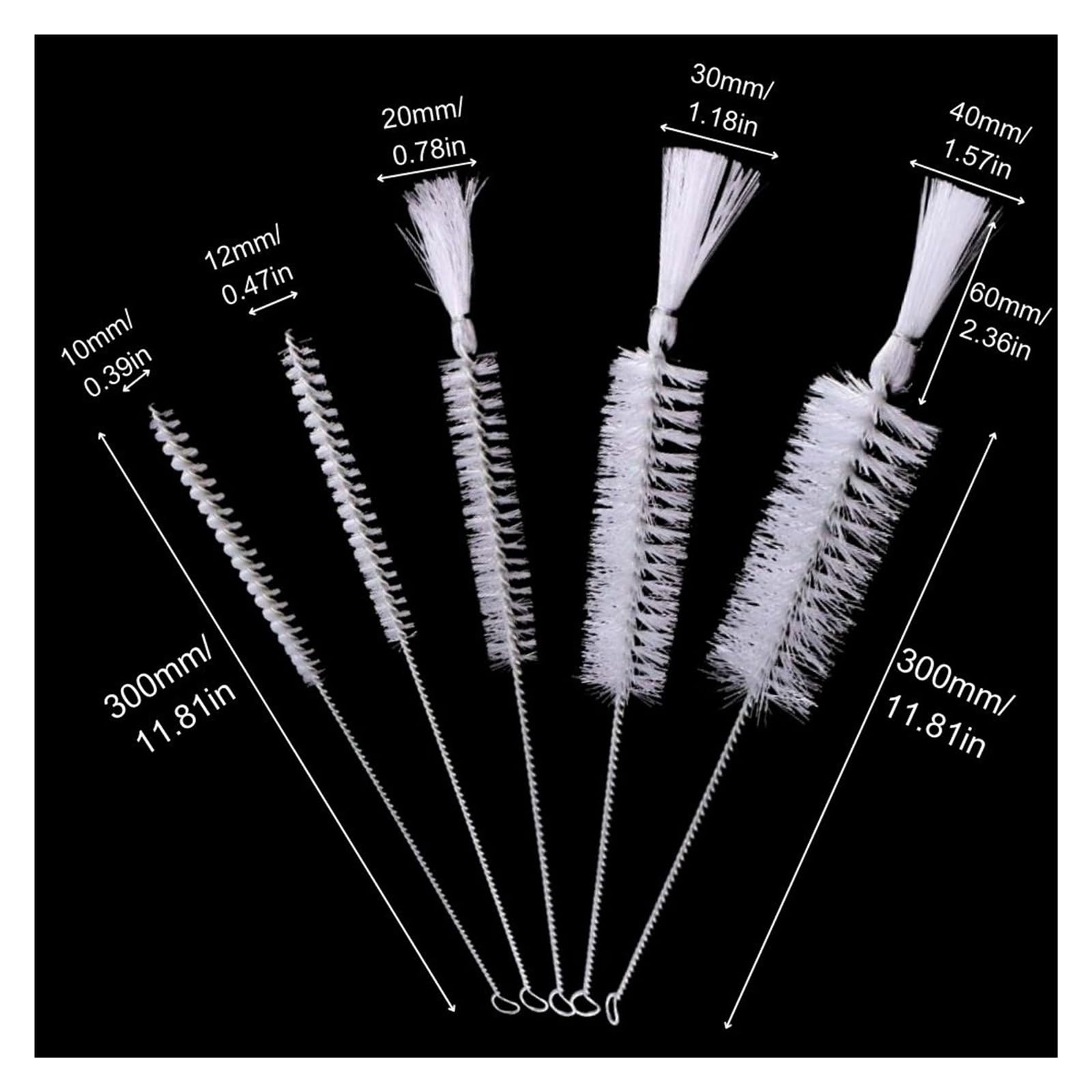 cepillo de alambre, Cepillos de tubo alambre, cepillos limpieza tubos nailon, herramientas manuales, lavado vidrio paja(Diameter4mm L300mm)