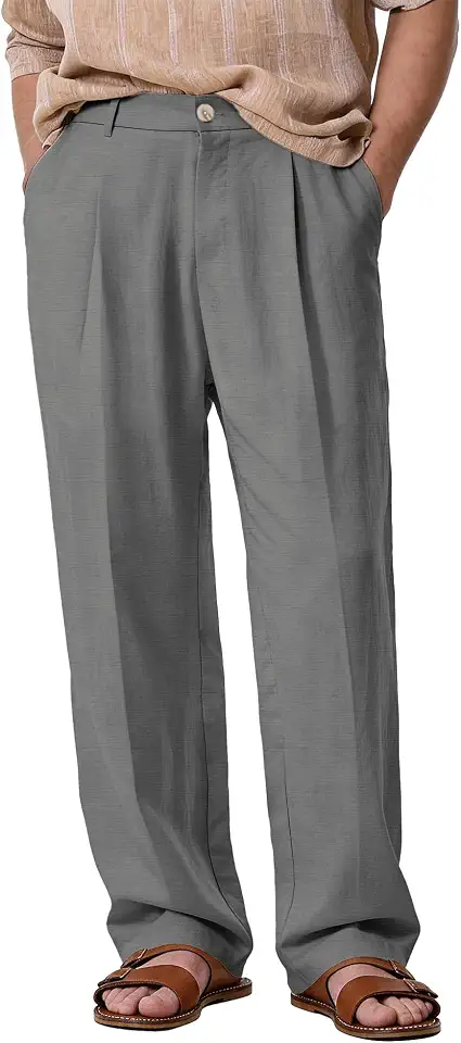 Comdecevis Pleated Relaxed Casual Linen