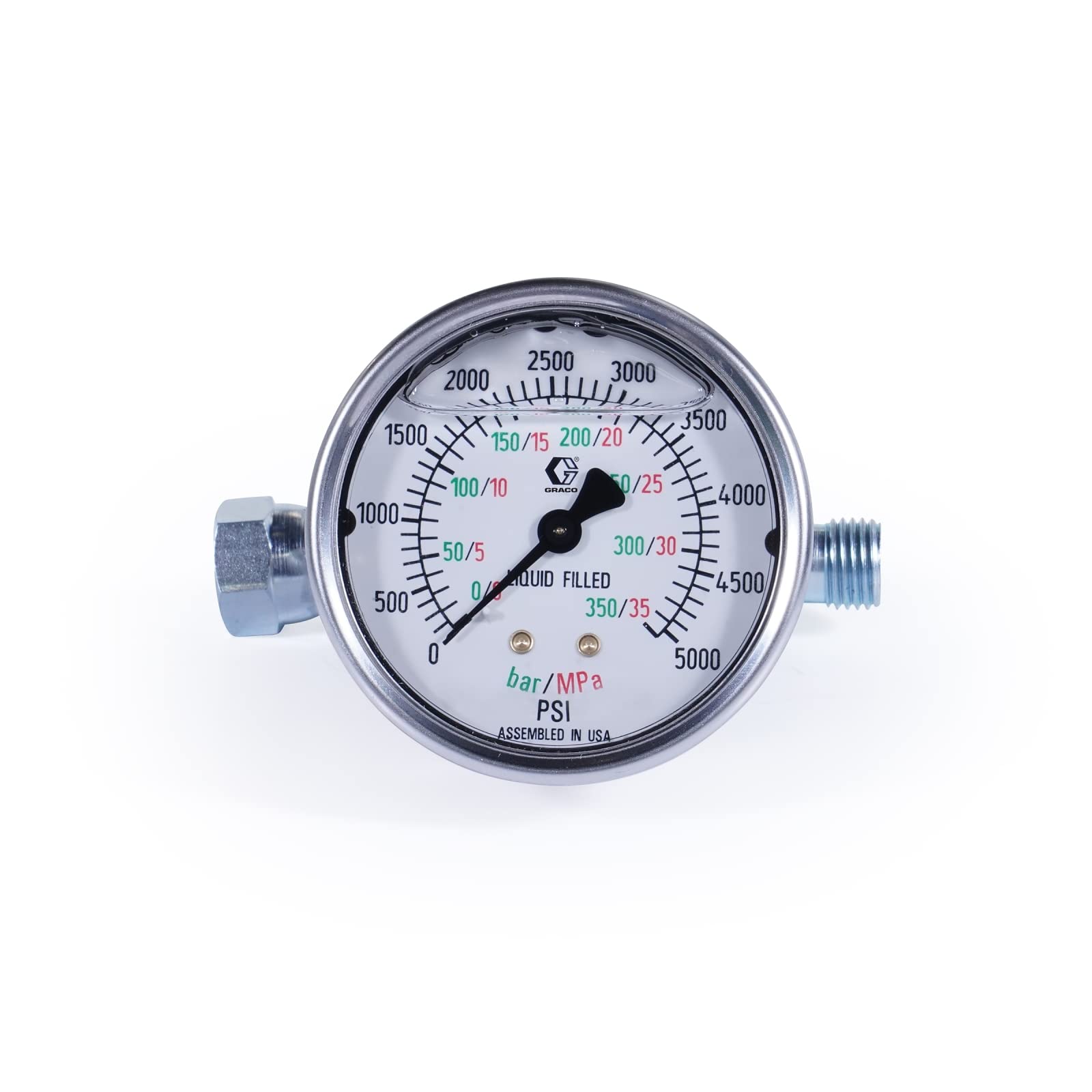 695/201,6 Manometer RVS, 100mm 1/2 GAS 0-1,6 onderaansluiting