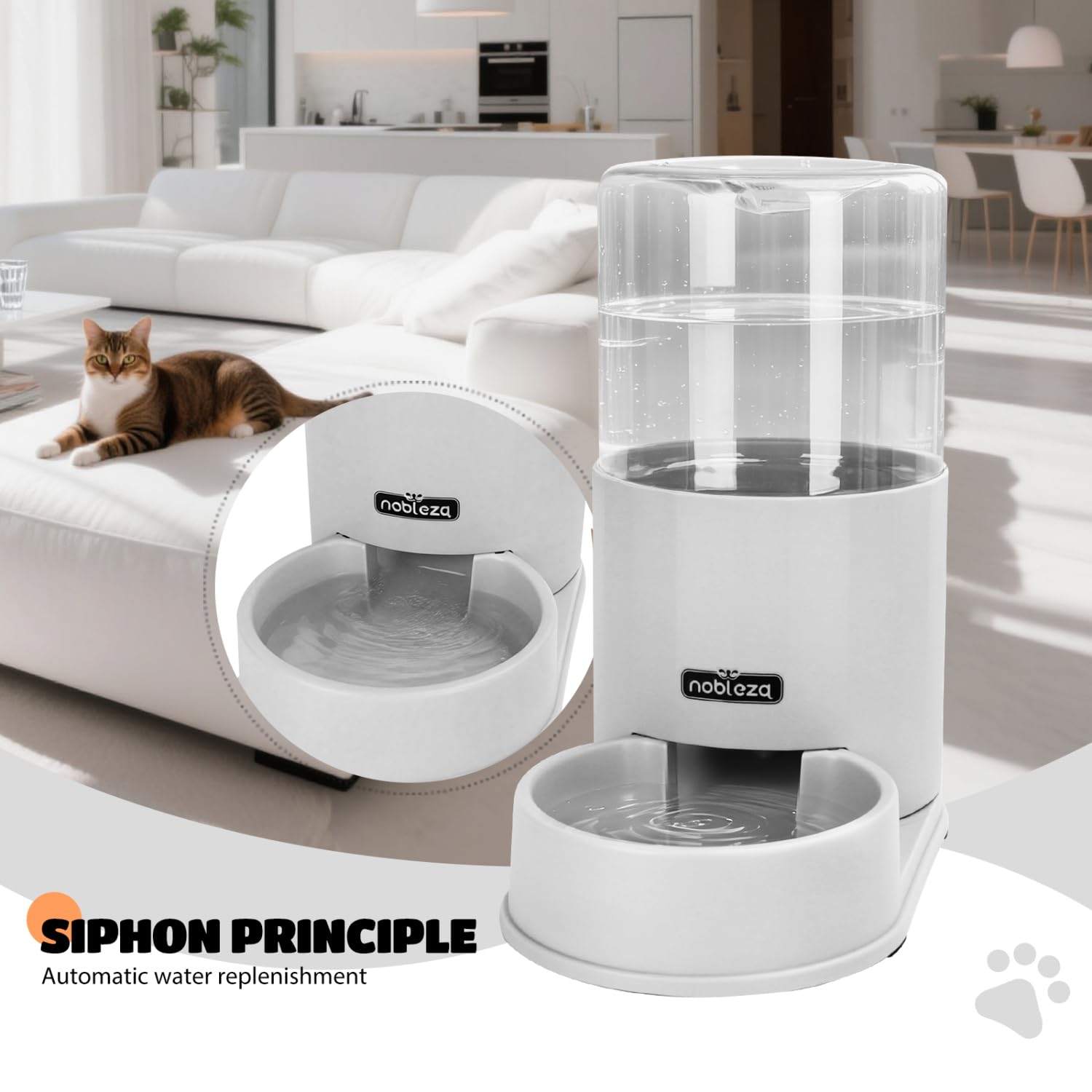 Nobleza Comedero Automático y Bebedero Gatos Perros, Dispensador Comida Gatos y Perros 3.8 L, para Perros y Gatos pequeños y medianos, Pack 2 Unidades