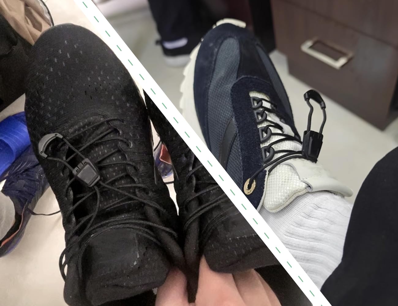 Zestaw sznurowadeł bez wiązania, szybkie zapięcie, cienkie paski na buty, kompatybilne z Salomon Shoelaces Laces, dla kobiet, mężczyzn, dzieci (czarne)