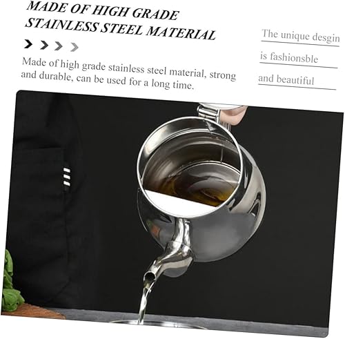 Miniatura 3 de Olla de aceite de acero inoxidable para jarabe, contenedor de grasa, contenedor de crema, dispensador de aceite con tapa, olla de aceite para