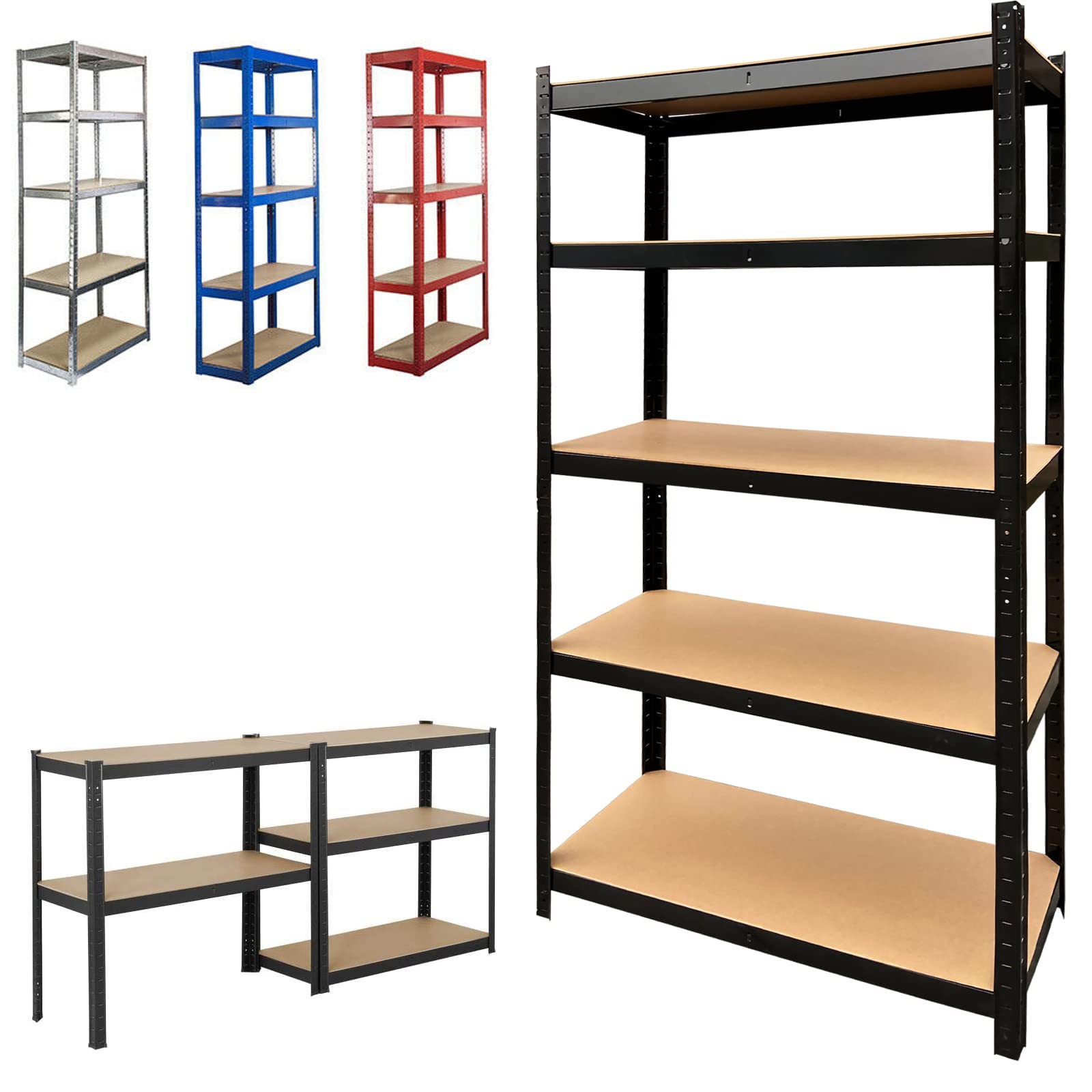 Buy Garage Shelving Units Heavy Duty 5 Tier Black Adjustable Shelving