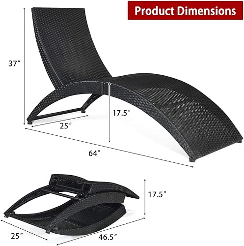 Miniatura 3 de COSTWAY Plegable Patio Rattan Sillón Chaise Acolchado Portátil Jardín Césped Rojo