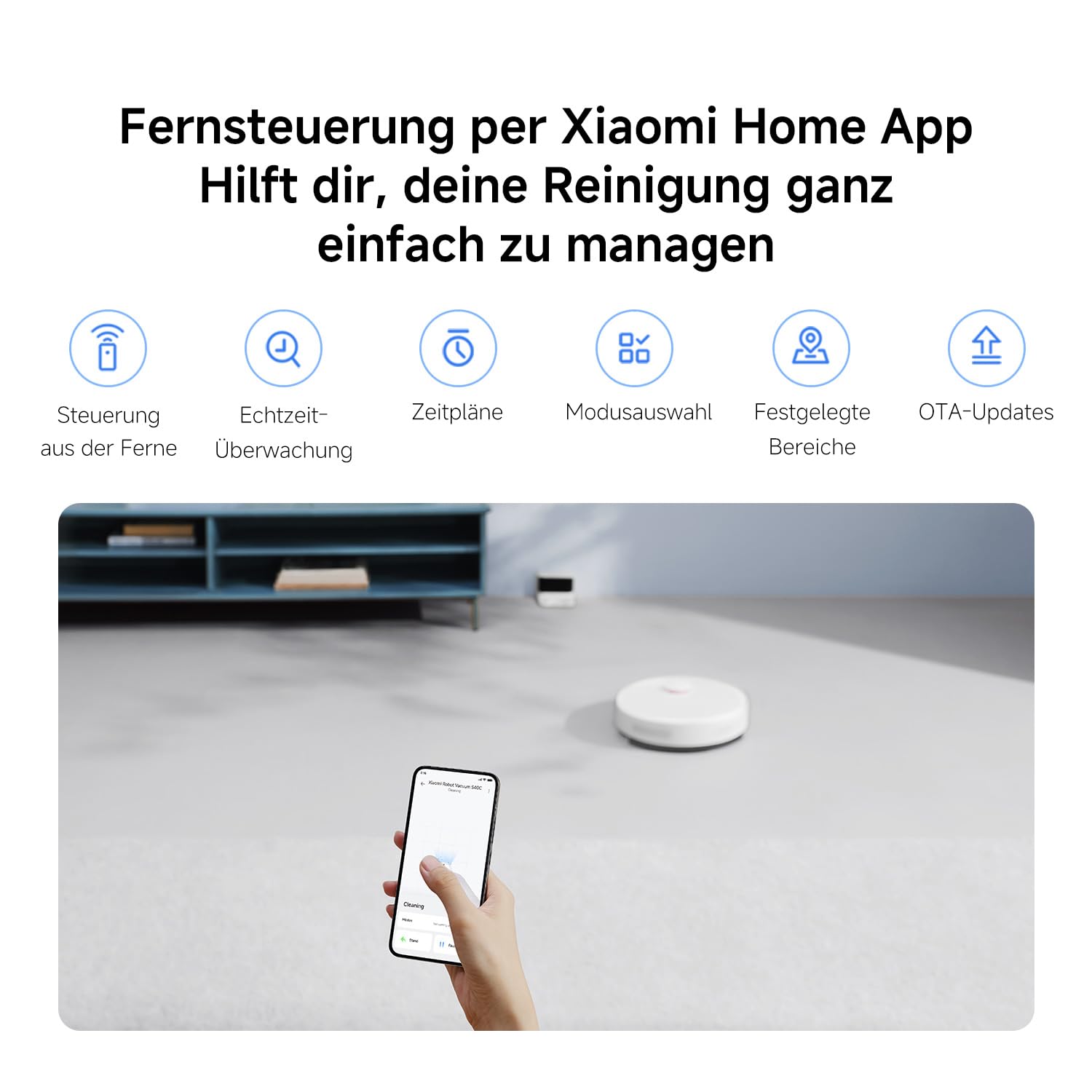 XIAOMI Robot Vacuum S40C, 2-in-1 Staubsauger und Wischer, 5000 Pa Saugleistung, smarte LDS-Navigation, automatische Aufladung, funktioniert auf Teppichen mit kurzem Flor und harten Böden