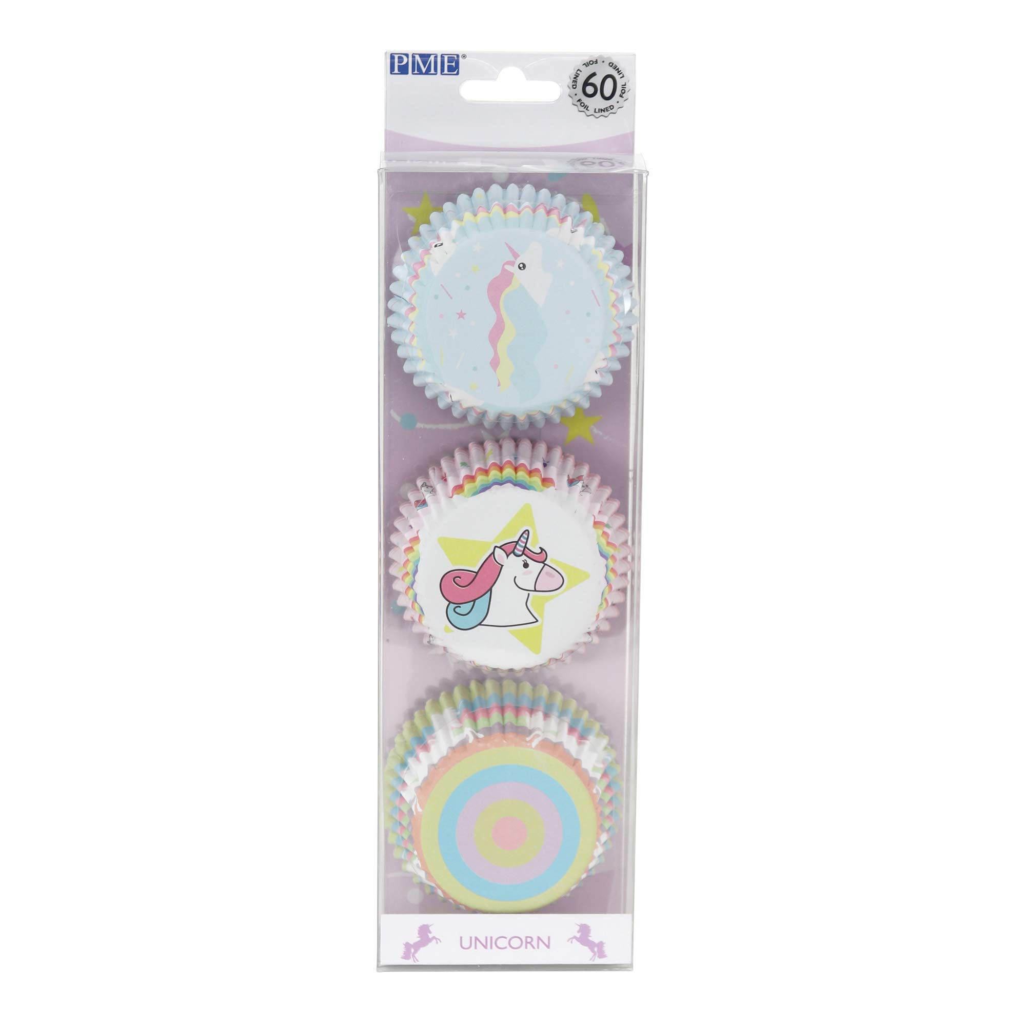 PME BC904 Unicorn Foil Lined Cupcake Cases, Set/3, Pk/60