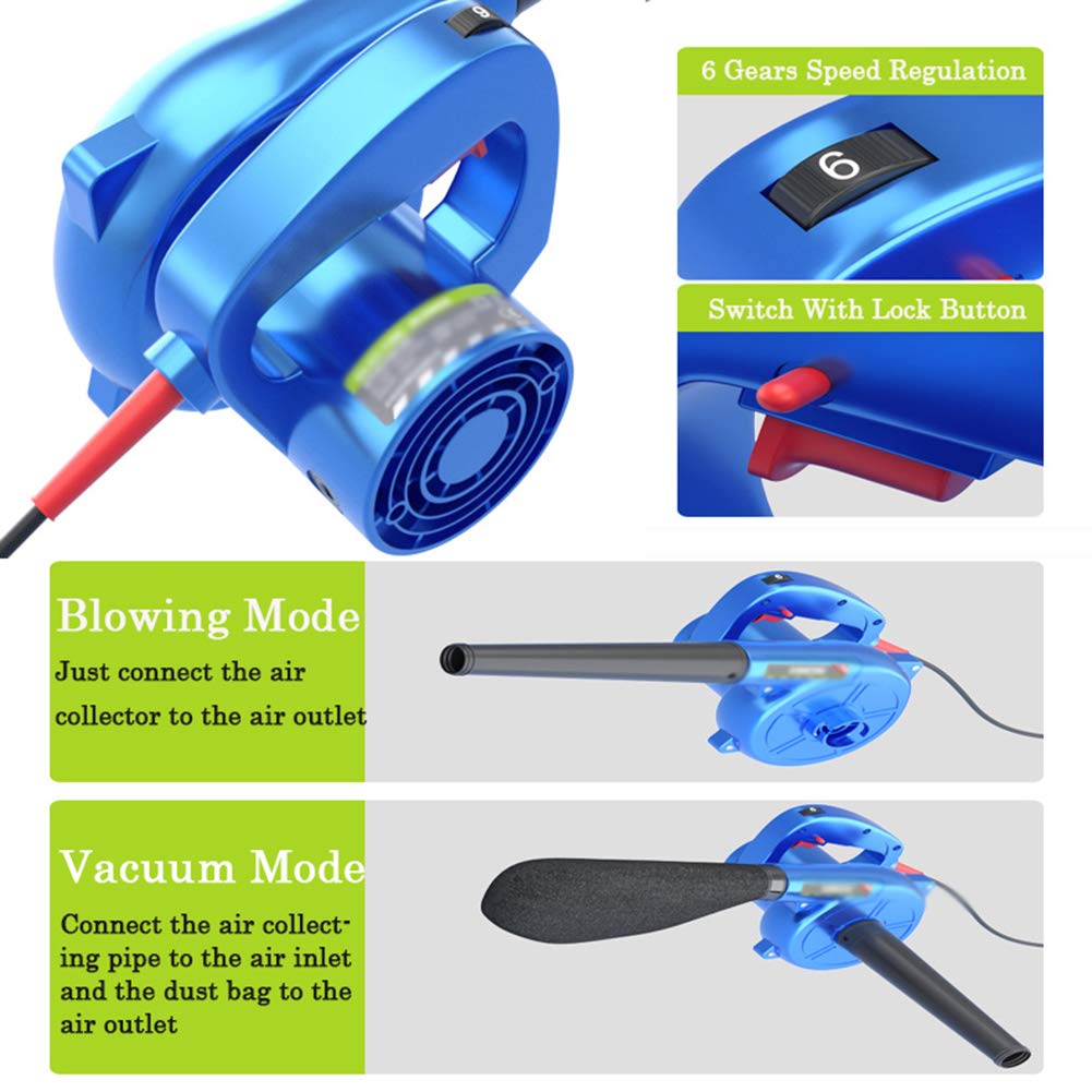2300W Soplador de Hojas Axial con Control Electrónico de Velocidad,Aspirador Soplador de Hojas Eléctrico con Cable,para Limpieza de Computadoras