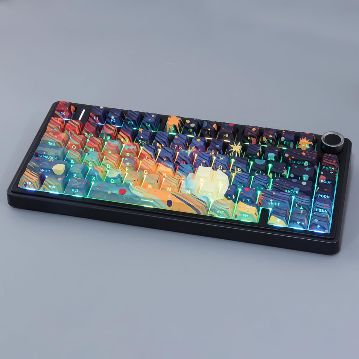 Tsungup Touches personnalisées, 131 touches PBT imprimées sur le côté ciel étoilé, profil Cherry pour claviers mécaniques Cherry MX (noir)